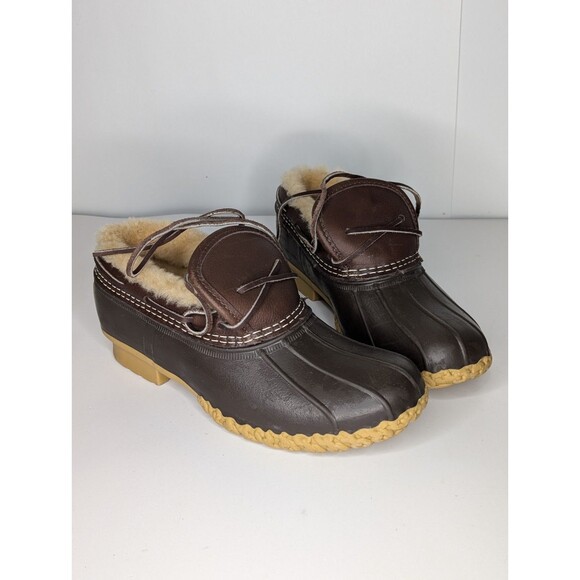 L.L.Bean Duck Boots Women's 7 N Shearling Lined Low Cut Slip-On Maine USA - Picture 3 of 14